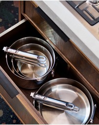 Joseph Joseph - Space Steel Stainless-steel Frying Pan with Folding Handle - 24cm