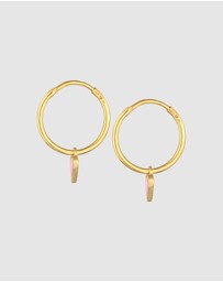 Elli Jewelry - Earrings Creoles Heart Pendant with Enamel Pink in 925 Sterling Silver Gold Plated