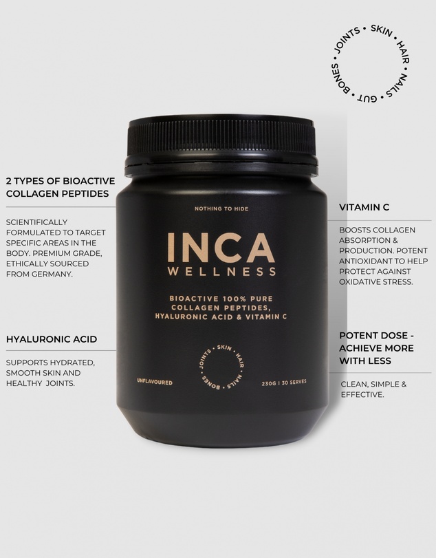 Inca Organics - Bioactive Collagen Peptides + Hyaluronic Acid + Vitamin C Wellness Powder (Unflavoured)