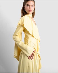 TOPSHOP - LS Ruffle Maxi Dress With Scarf Wrap Detail