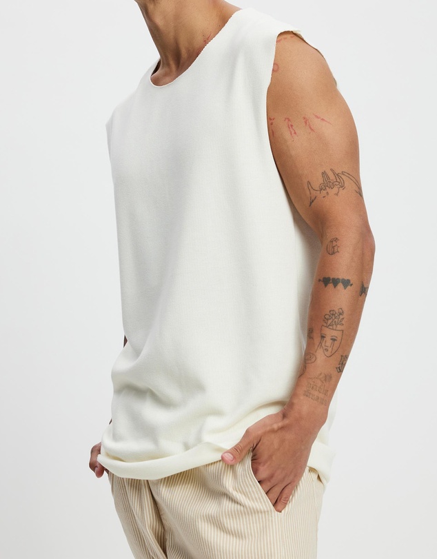 Surrounded By Ghosts - The Santite Crew Knit Raw Neck Vest