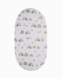 Living Textiles - Organic Bedside Sleeper Fitted Sheet - Tractor Ride