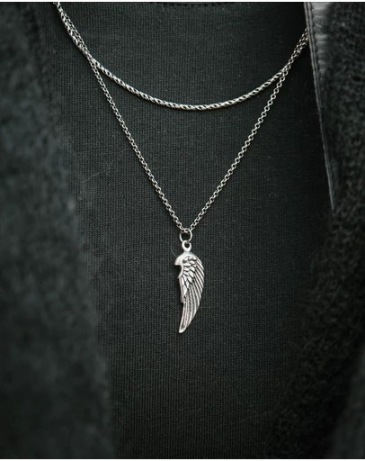 Kuzzoi - ICONIC EXCLUSIVE - Wings Pendant Necklace in Oxidised 925 Sterling Silver