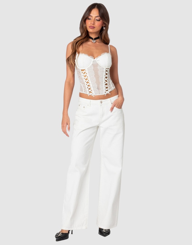EDIKTED - Becki Sheer Lace Cupped Corset