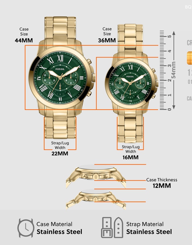 Fossil - Grant Gold Tone Chronograph Watch