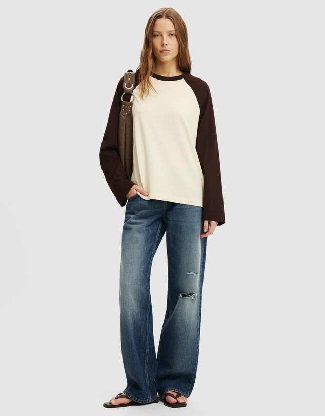 Cotton On - Boxy Raglan Long Sleeve Tee