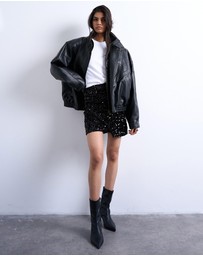 TOPSHOP - Velvet Sequin Drape Mini Skirt