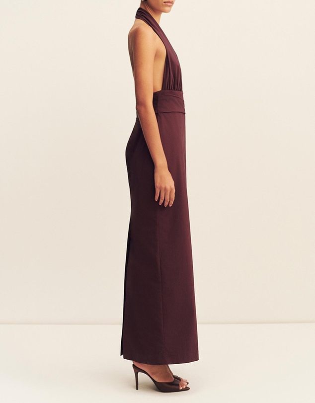 Shona Joy - Campbell Halter Plunged Maxi Dress