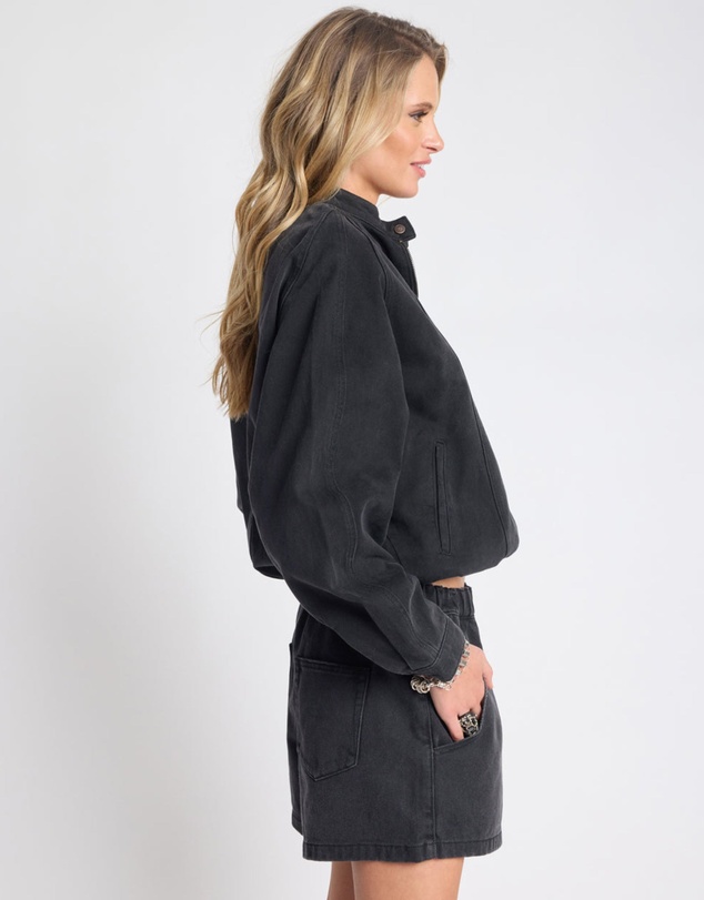 ONE TEASPOON - Harley Denim Bomber Jacket - Smokey Black