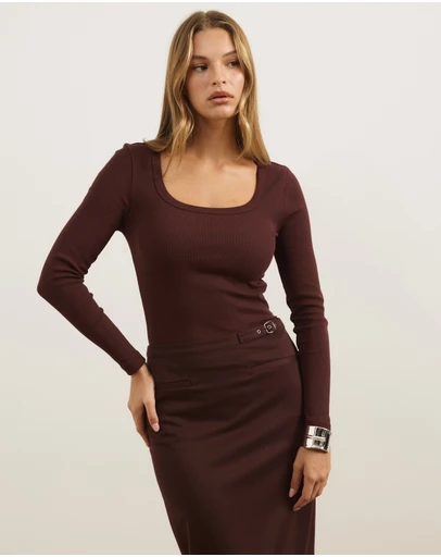 Atmos&Here - Organic Cotton Rib Scoop Neck Top