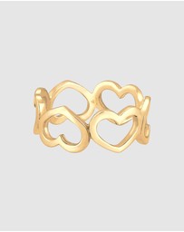 Elli Jewelry - Ring Band Hearts Symbol Trend in 925 Sterling Silver Gold Plated