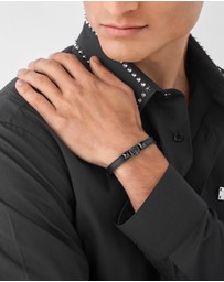 Philipp Plein - PLEIN ENIGMA IP Black Crystal Skull Black Leather Bracelet