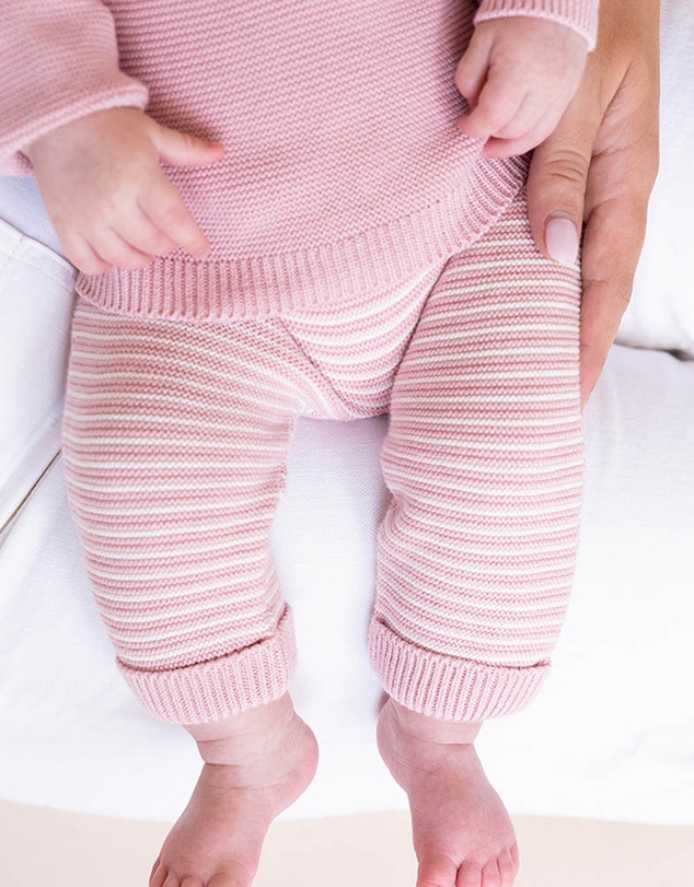 Bebe by Minihaha - Fern Stripe Organic Knitted Leggings - Babies
