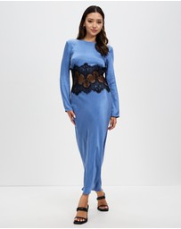 Third Form - Visions Lace Trim LS Maxi Dress