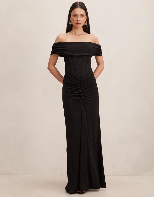 Forever New - Ania Ruched Bardot Neck Maxi Dress