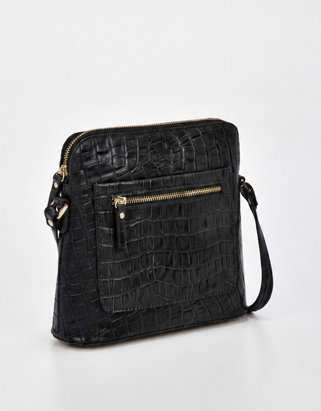 Cobb & Co - Kingsley Croc Leather RFID Safe Crossbody