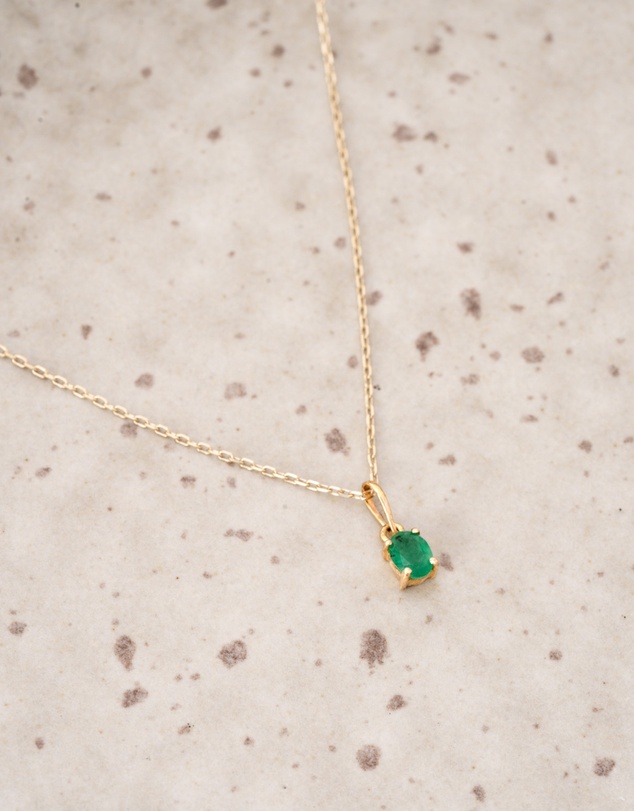 Luna Rae - Solid Gold - Emerald Necklace
