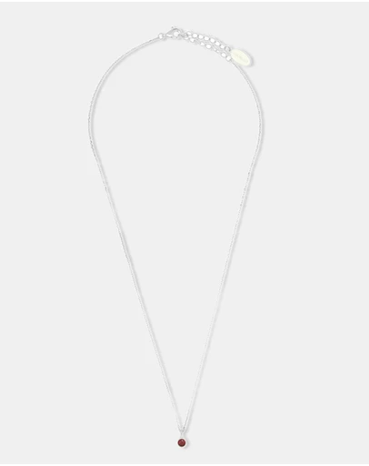 Georgini - Natural Ruby And Diamond July Silver Pendant