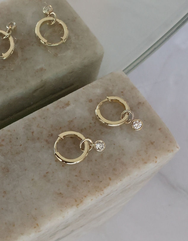 Luna Rae - Solid Gold - Dainty Diamond Earrings