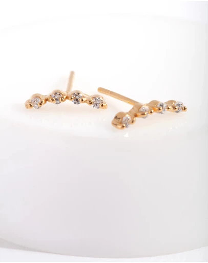 Lovisa - Gold Plated Sterling Silver 4 Diamante Crawler Earrings