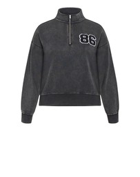 City Chic - Plus size Bliss Half Zip Sweatshirt - charcoal