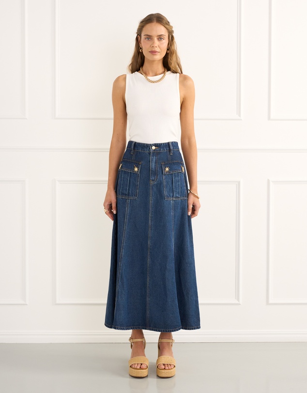 Heaven Australia - Indigo Rowan Midi Skirt