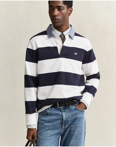 Gant - Chambray Collar Striped Heavy Rugger