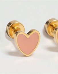Lovisa - Kids Gold Plated Surgical Steel Heart Flat Back Earrings