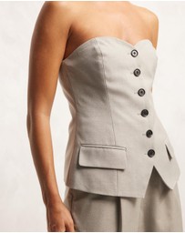 AERE - Button Up Strapless Top