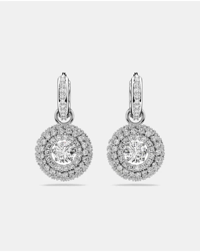 Swarovski - Sublima Drop Earrings, Round Cut, White, Rhodium-Plated