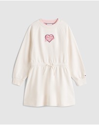 Tommy Hilfiger - Heart Embroidery Drawstring Waist Sweatshirt Dress - Teens