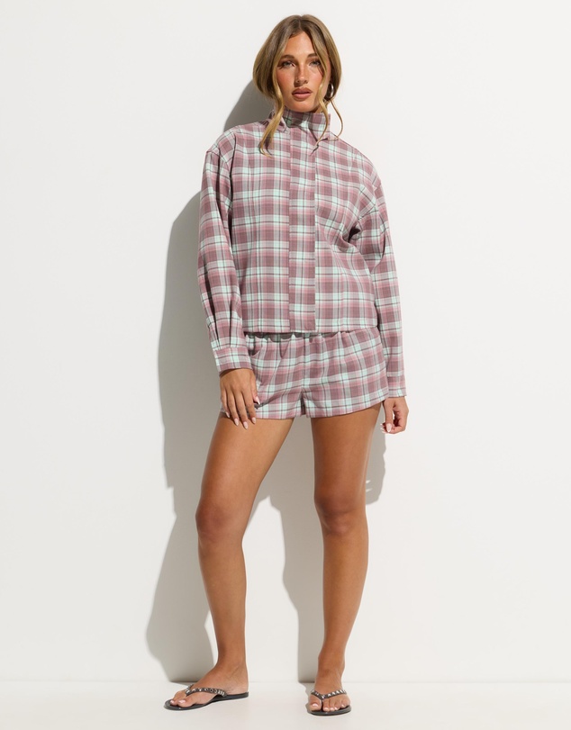 Dazie - Isla Funnel Neck Check Bomber Jacket