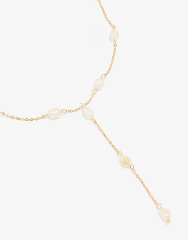 Lovisa - Gold Plated Freshwater Pearl Station Y-Necklace