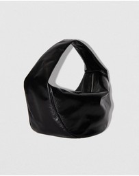 By Far - Maxi Cush Black Creased Leather Bag