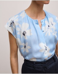 Trenery - Sorell Modal Cap Sleeve Blouse in Soft Blue