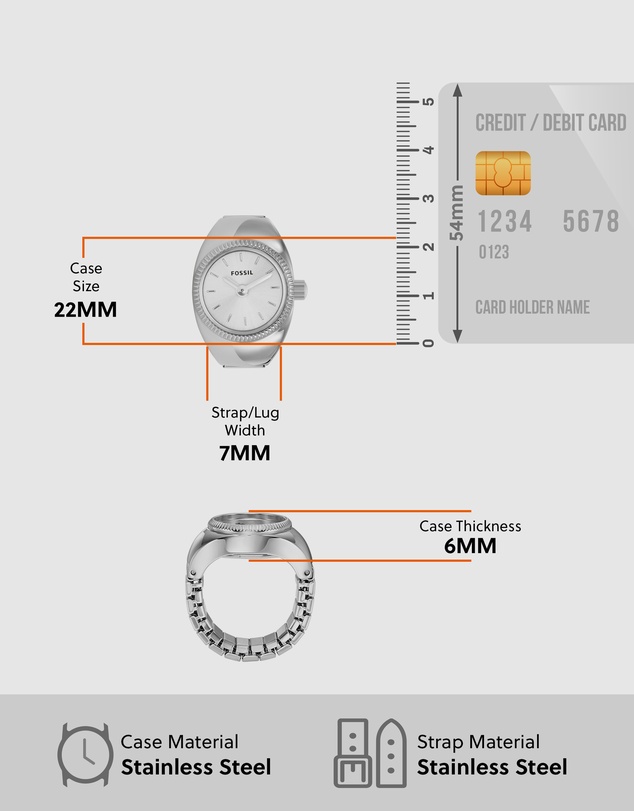 Fossil - Ring Watch Silver-Tone Analogue Watch