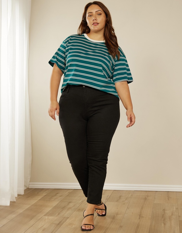 Atmos&Here Curvy - Frankie Striped Relaxed Tee