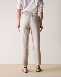 Trenery - Yarn Dyed Stretch Linen Blend Pull On Pant in Flax