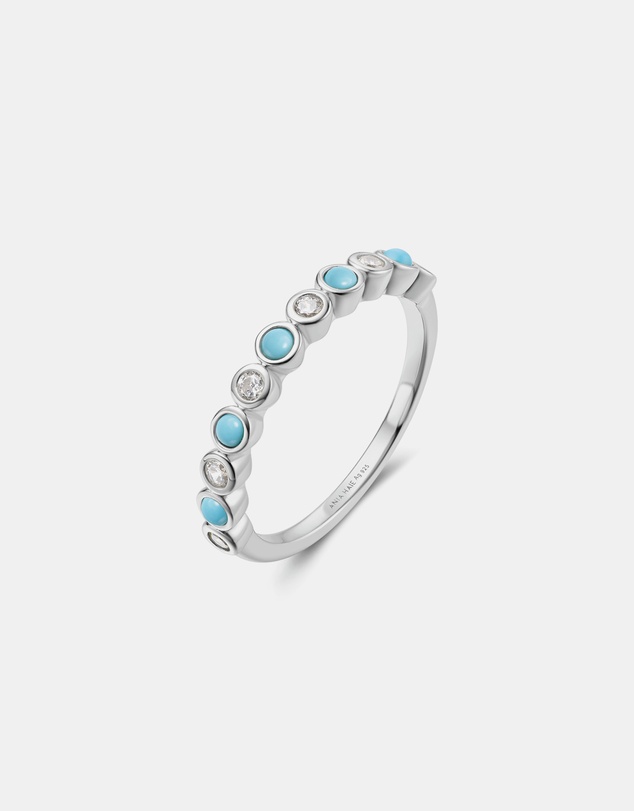 Ania Haie - Ania Haie Silver Bezel Lab Created Turquoise Ring