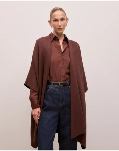 Trenery - Cotton Cashmere Blend Poncho in Espresso