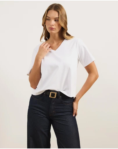 Atmos&Here - Cotton V-Neck T-Shirt
