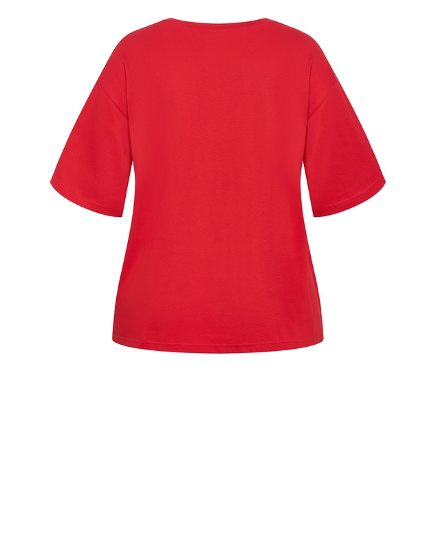 City Chic - Plus size Laid Back Monaco Tee - red