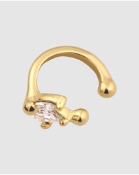 Elli Jewelry - Earrings Single Earcuff Crystal Flower 925 Sterling Silver Gold-Plated
