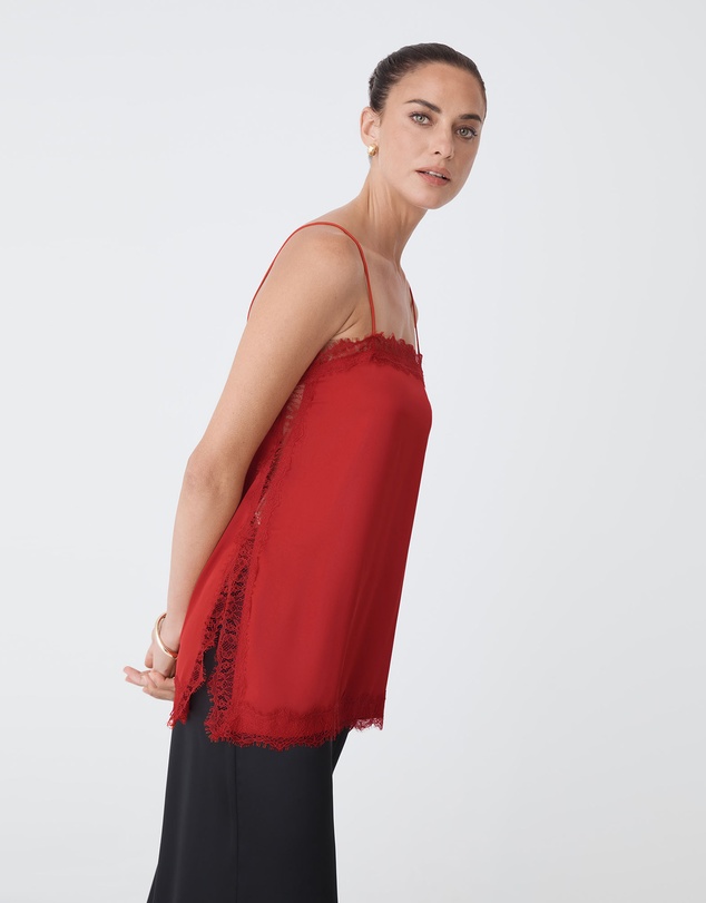 Forcast - Cleo Lace Trim Satin Camisole
