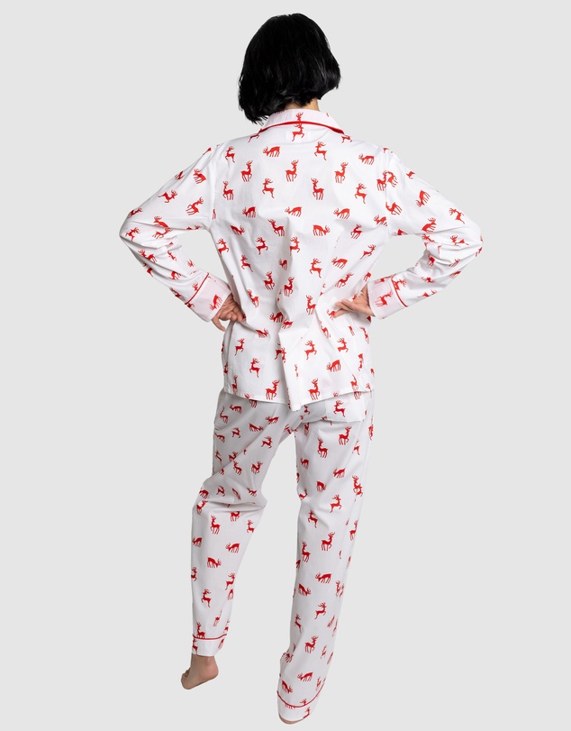 Sant And Abel - Women's Reindeer Red Long PJ Set