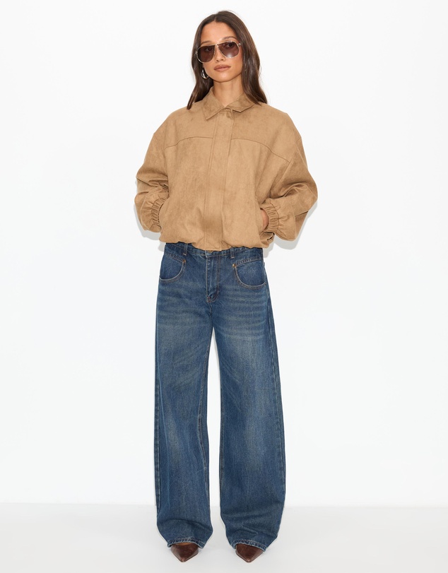 Dazie - Hailey Faux Suede Bomber Jacket