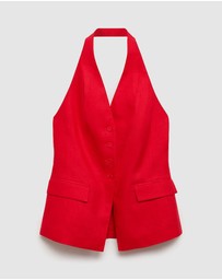 M.N.G - Limona Linen Halter-Neck Waistcoat