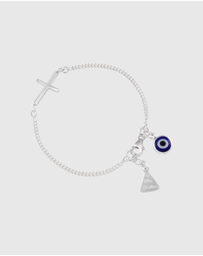 Von Treskow - Cross & Evil Eye Curb Bracelet