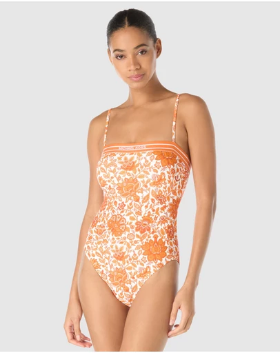 Michael Kors - Provincial Fleur Logo Elastic Underwired Bandeau Swimsuit