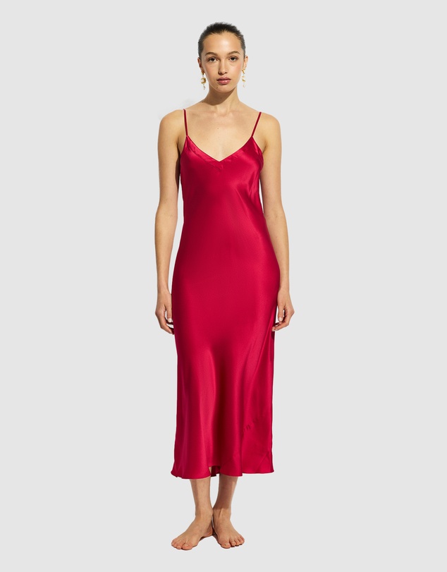 GINIA - Silk Long Nite V Neck